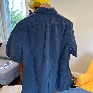 Todd Snyder M Navy Linen Camp Collar Shirt